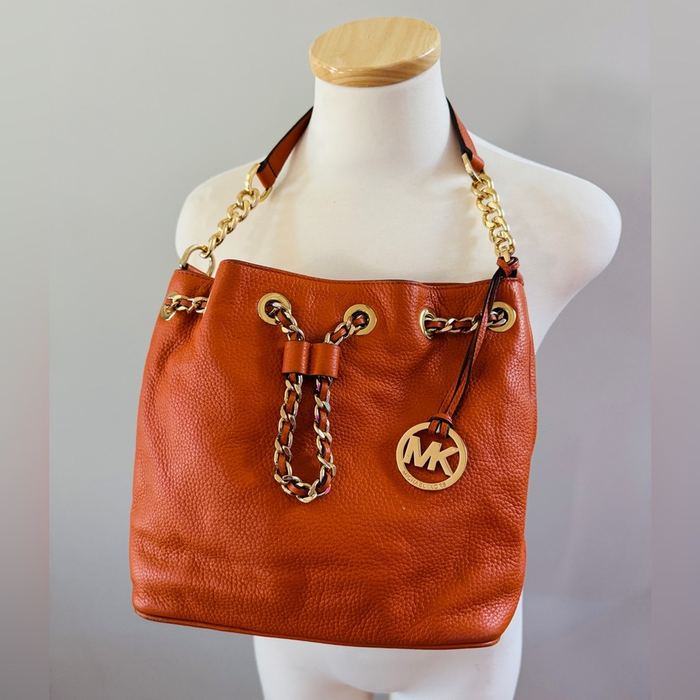 Michael Kors Leather Frankie Drawstring Bucket Bag
